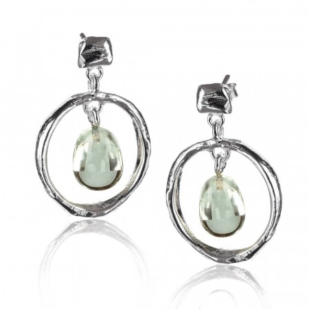 Round branch earrings med Prasiolitt