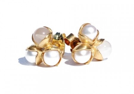 Triple Bud Floret Stud Earrings (Goldplate)